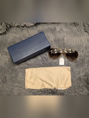 Louis Vuitton Gold Frame Pilot Sunglasses with Brown Gradient Monogram Lenses